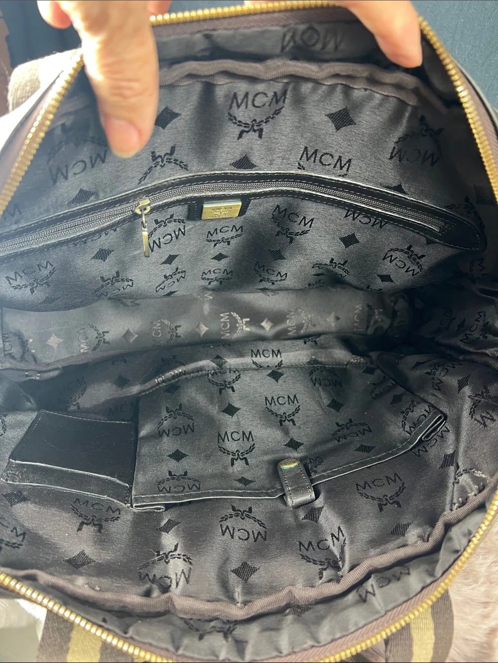 MCM München Vintage Black Leather Briefcase Laptop Messenger Shoulder Bag EUC
